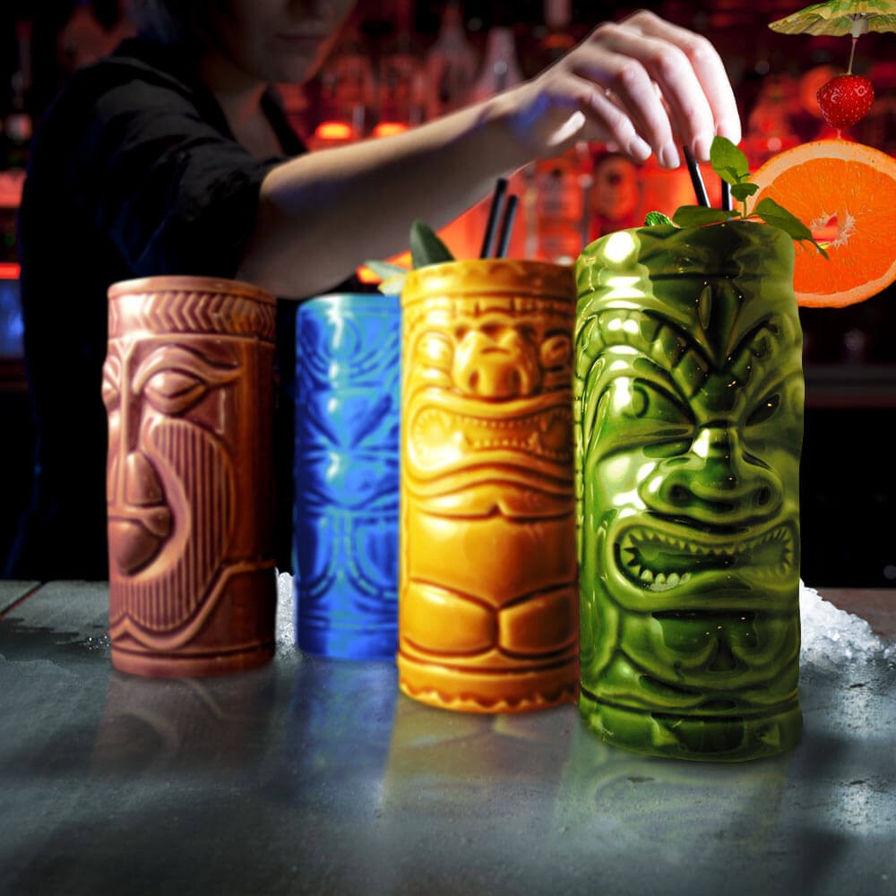 Tiki glasses - colored mugs for mixed drinks