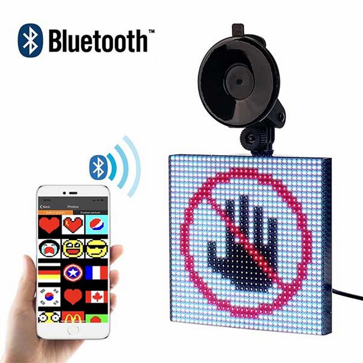 Led screen for car RGB square display with Bluetooth control via