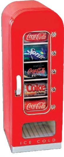 Réfrigérateur rétro au style du distributeur automatique avec capacité 18L  / 10 canettes